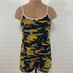 Yellow camo romper 